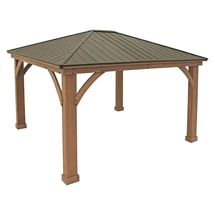 Westmann Pavillon Devon 12 x 14 - L x B x H: 427 x 366 x 317 cm, Natur, Holz - Diagonale Ansicht