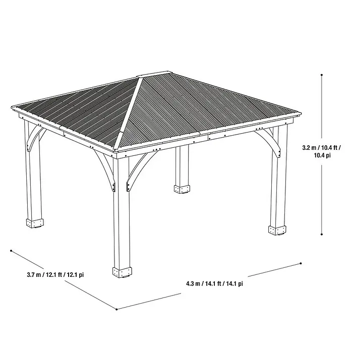 Westmann Pavillon Devon 12 x 14 - L x B x H: 427 x 366 x 317 cm, Natur, Holz - Skizze