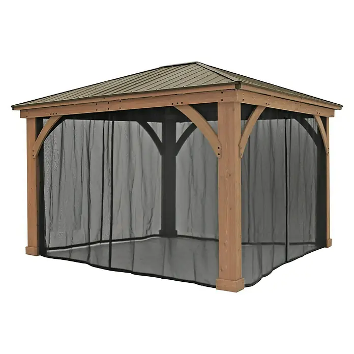 Westmann Moskitonetz - Schwarz, Passend für: Westmann Pavillon Devon 12 x 14 - Diagonale Ansicht