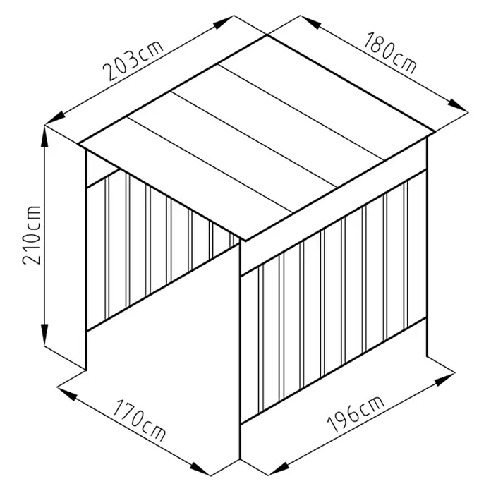 Westmann Universal-Unterstand - 200 x 180 x 210 cm, Anthrazit - Skizze