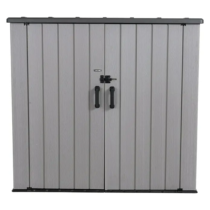 Lifetime Geräteschrank XXL - Außenbreite inkl. Dachüberstand: 192 cm, Außentiefe inkl. Dachüberstand: 111 cm, Kunststoff, Grau - Vorderansicht