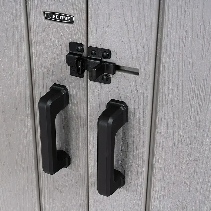 Lifetime Geräteschrank XXL - Außenbreite inkl. Dachüberstand: 192 cm, Außentiefe inkl. Dachüberstand: 111 cm, Kunststoff, Grau - Detailaufnahme