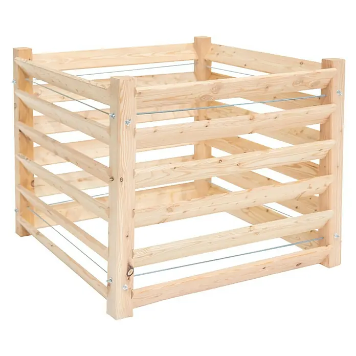 Westmann Komposter - L x B x H: 100 x 100 x 80 cm, 800 l, Holz - Diagonale Ansicht