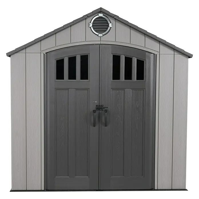 Lifetime Gerätehaus Jupiter - 244 cm, 305 cm, Kunststoff, Dunkelgrau - Vorderansicht