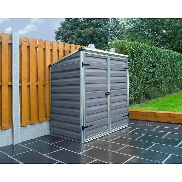 Palram – Canopia Spremnik za kante za smeće - Vanjska širina uklj. krovni prevjes: 139 cm, Vanjska dubina uklj. krovni prevjes: 90 cm, Aluminij, Tamnosive boje - Živopisni prikaz