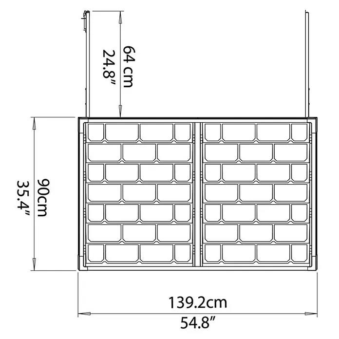 Palram – Canopia Spremnik za kante za smeće Universal Voyager - Vanjska širina uklj. krovni prevjes: 139 cm, Vanjska dubina uklj. krovni prevjes: 90 cm, Aluminij, Crne boje - Skica