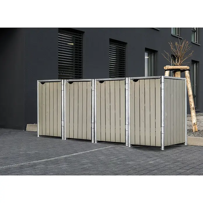 Hide Mülltonnenbox - 63,4 x 241,6 x 115,2 cm, Natur/Grau - Stimmungsaufnahme