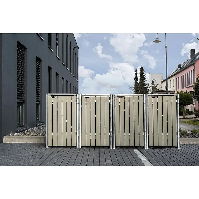Hide Mülltonnenbox - 63,4 x 241,6 x 115,2 cm, Natur/Grau - Stimmungsaufnahme