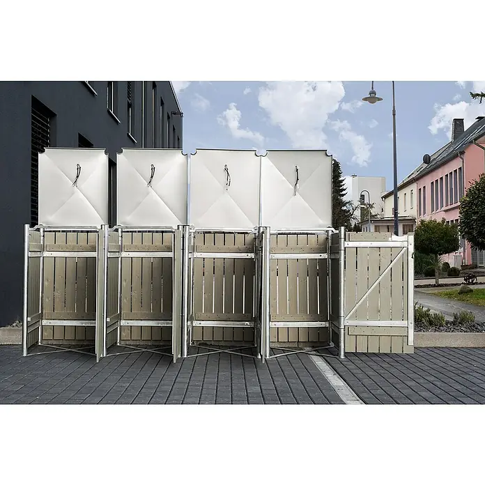 Hide Mülltonnenbox - 63,4 x 241,6 x 115,2 cm, Natur/Grau - Stimmungsaufnahme
