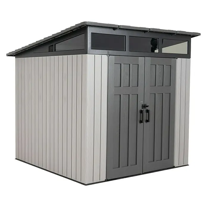 Lifetime Gerätehaus Merkur - 254 cm, 254 cm, Kunststoff, Grau - Diagonale Ansicht