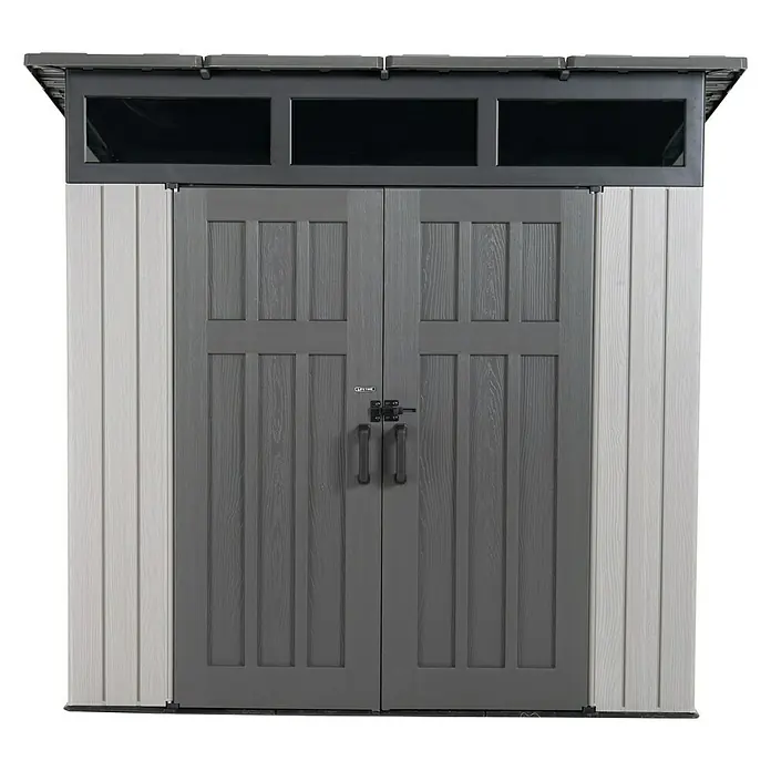 Lifetime Gerätehaus Merkur - 254 cm, 254 cm, Kunststoff, Grau - Vorderansicht