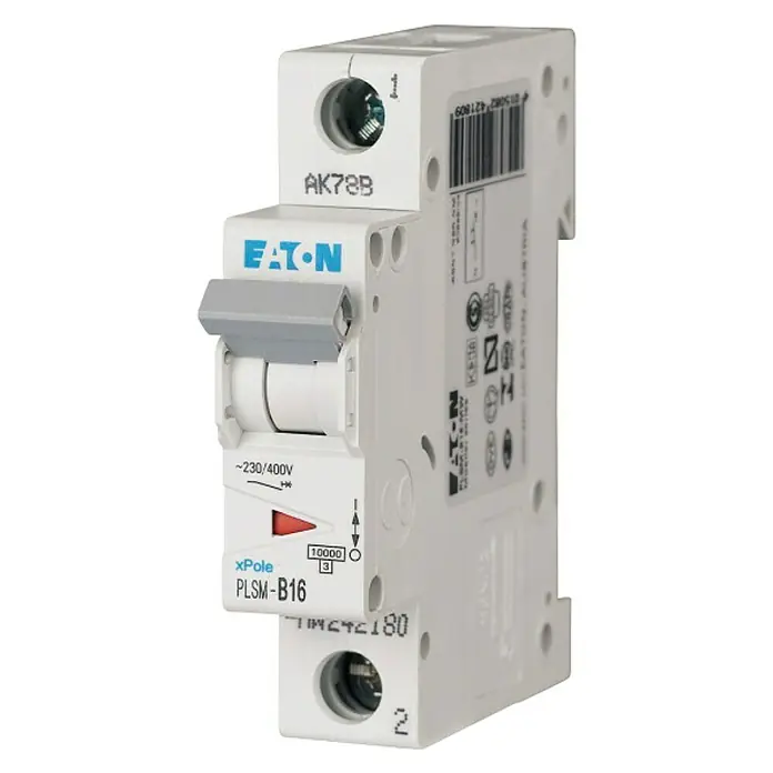 Eaton Leitungsschutzschalter PLSM-B16-MW - Auslösecharakteristik: B, 16 A, 1-polig - Diagonale Ansicht