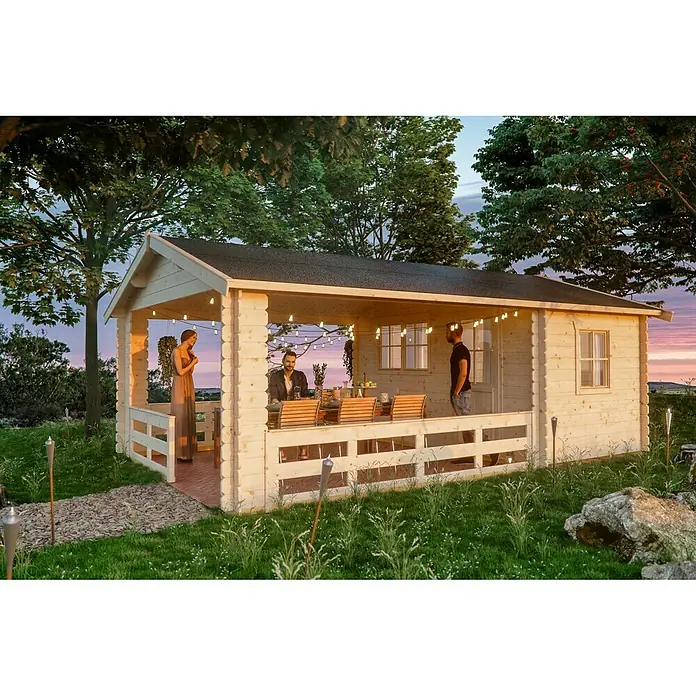 Skan Holz Gartenhaus Alicante - B x T: 420 x 603 cm, Holz, 21,4 m², Wandstärke: 28 mm - Anwendungsbeispiel