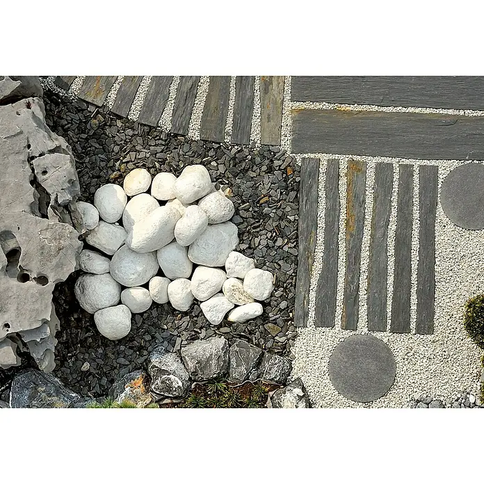 Marmorkiesel Bianco Carrara - Weiß, Maße Stein: 10 - 20 cm, 15 kg - Stimmungsaufnahme