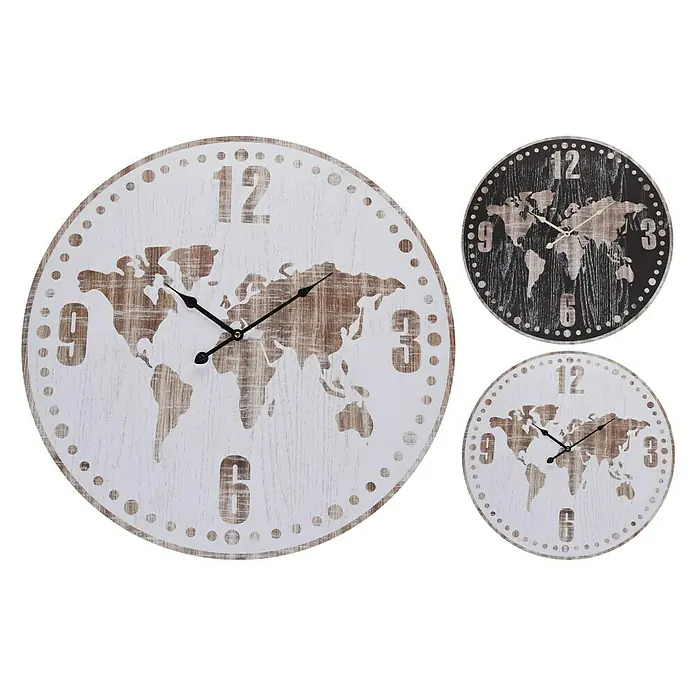 Reloj de pared redondo Mapamundi - Multicolor, Diámetro: 60 cm - Vista frontal