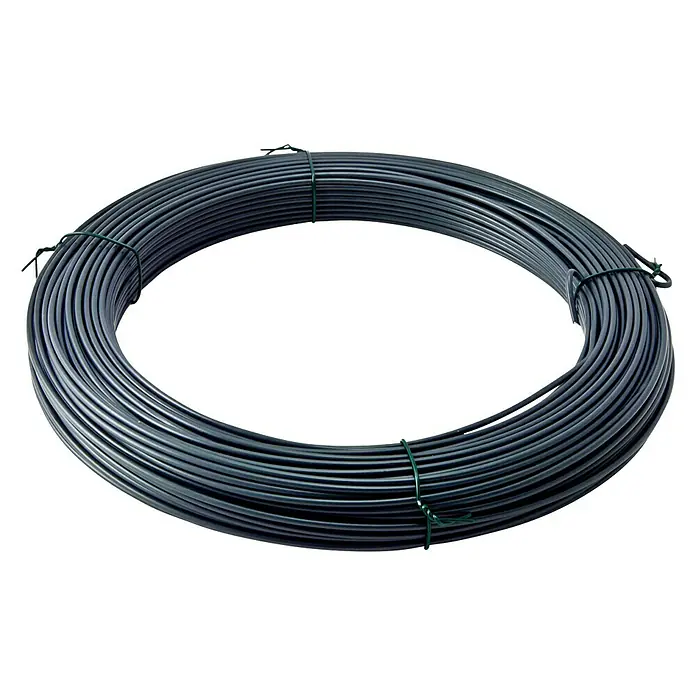H+S Zauntechnik Spanndraht PVC - Länge: 80 m, Drahtstärke: 3,5 mm, Grau, Kunststoffummantelt - Vorderansicht