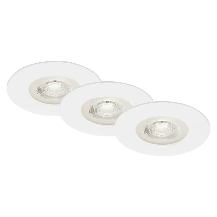 Briloner Set de focos LED empotrables redondos Kulana - 15 W, x 3, Ø x Al: 9 x 2,5 cm, Blanco, Blanco cálido - Vista ascendente