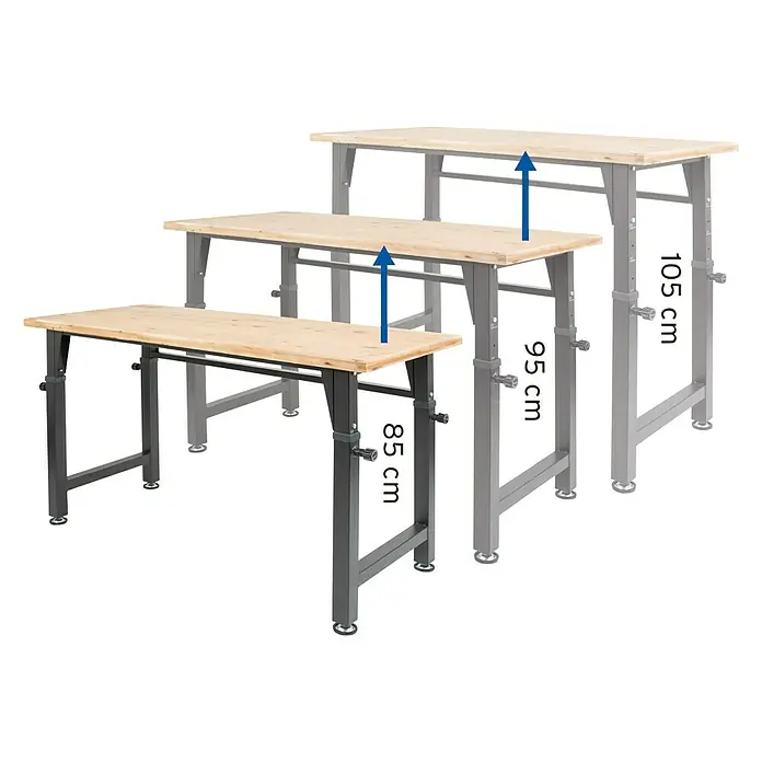 Rikta Radni stol - Dimenzije: (Š x D x V): 135 x 60 x 85/95/105 cm, Nosivost: 200 kg - Skica