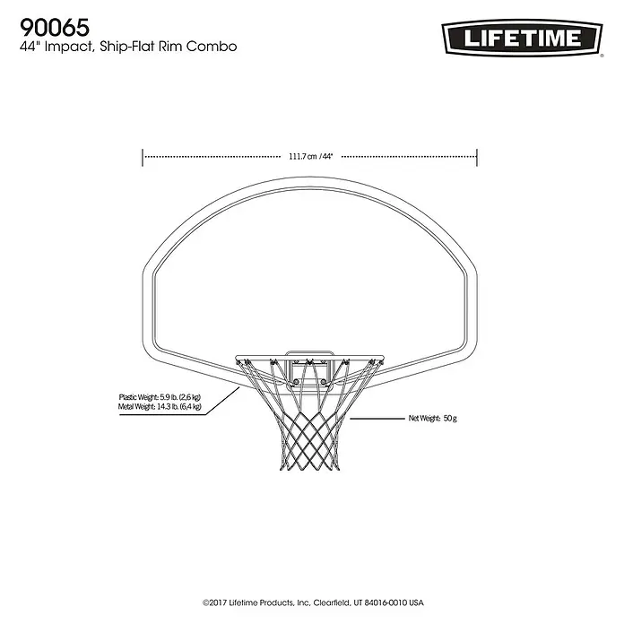 Lifetime Basketballkorb Colorado - 3 x 112 x 76 cm - Skizze