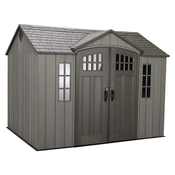 Lifetime Gerätehaus Saturn - 305 cm, 244 cm, Kunststoff, Dunkelgrau - Vorderansicht