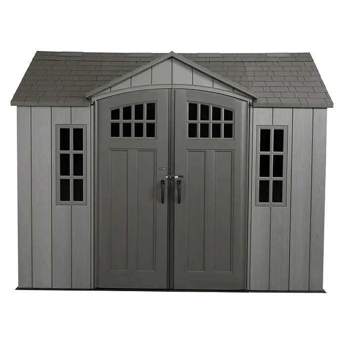 Lifetime Gerätehaus Saturn - 305 cm, 244 cm, Kunststoff, Dunkelgrau - Vorderansicht
