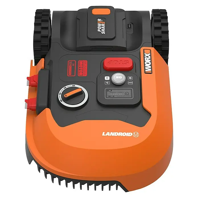 Worx Landroid Mähroboter M500 Plus - 20 V, Li-Ionen, 2 Ah, 1 Akku, Max. Flächenempfehlung: 500 m² - Ansicht von oben