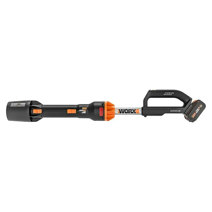 Worx PowerShare Akku-Laubbläser LeafJet WG543E.9 - 20 V, Li-Ionen, Ohne Akku, Blasgeschwindigkeit: 209 km/h - Linke Seitenansicht