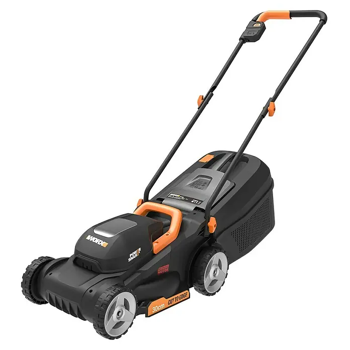 Worx PowerShare Akku-Rasenmäher WG730E - 20 V, 1 Akku, 4 Ah, Schnittbreite: 30 cm - Diagonale Ansicht