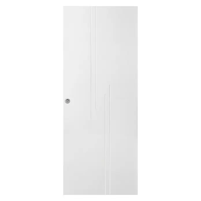 Puerta corredera de madera Dresde - 82,5 x 203 cm, Blanco, Maciza, Con pico de loro - Vista frontal