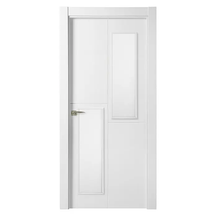 Puerta acristalada Frankfurt - 62,5 x 203 cm, Derecha, Blanco lacado, Macizo, Vidriera - Vista frontal