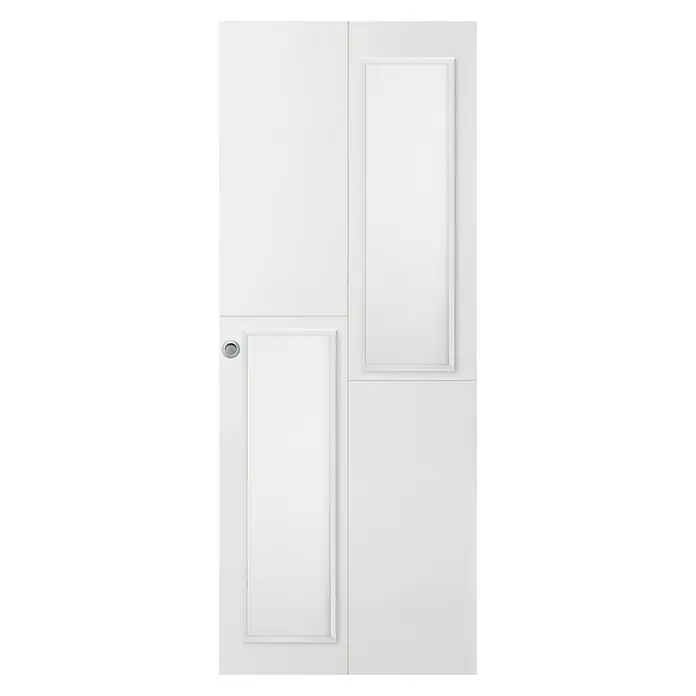 Puerta corredera de madera Frankfurt - 82,5 x 203 cm, Blanco, Maciza, Vidriera - Vista frontal