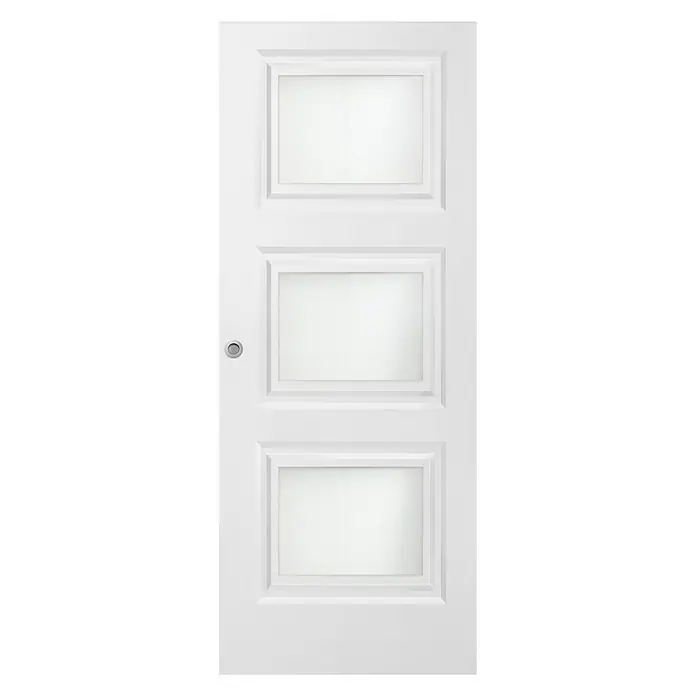 Puerta corredera de madera Speyer - 62,5 x 203 cm, Blanco, Maciza, Vidriera - Vista frontal