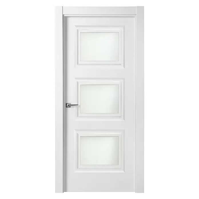 Puerta acristalada Speyer - 72,5 x 203 cm, Derecha, Blanco lacado, Macizo, Vidriera - Vista frontal