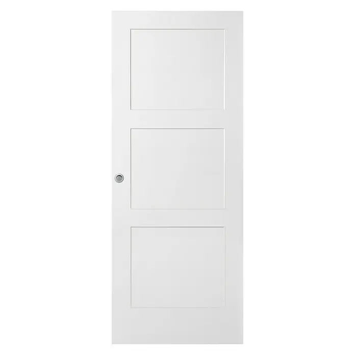 Puerta corredera de madera Speyer - 82,5 x 203 cm, Blanco, Maciza, Con pico de loro - Vista frontal
