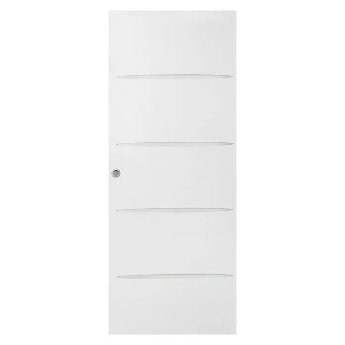 Puerta corredera de madera Stuttgart - 62,5 x 203 cm, Blanco, Maciza, Con pico de loro - Vista frontal