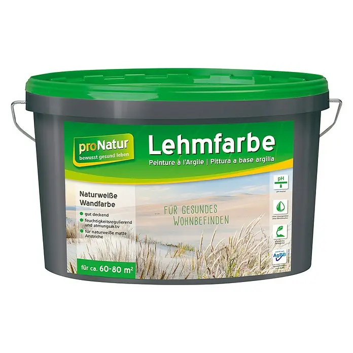 Baufan Pronatur Lehmfarbe - Naturweiß, Matt, 10 l, Emissionsarm - Vorderansicht