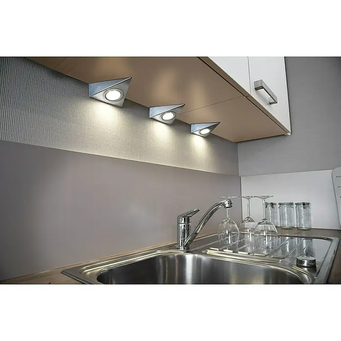 Ritter Leuchten LED-Unterbauleuchten-Set Triangle - 3 x 1,8 W, Silber, Warmweiß - Stimmungsaufnahme