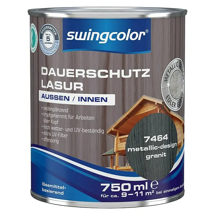 swingcolor Premium Dauerschutzlasur Metallic Design - Granit, 750 ml, Seidenglänzend, Lösemittelbasiert - Vorderansicht