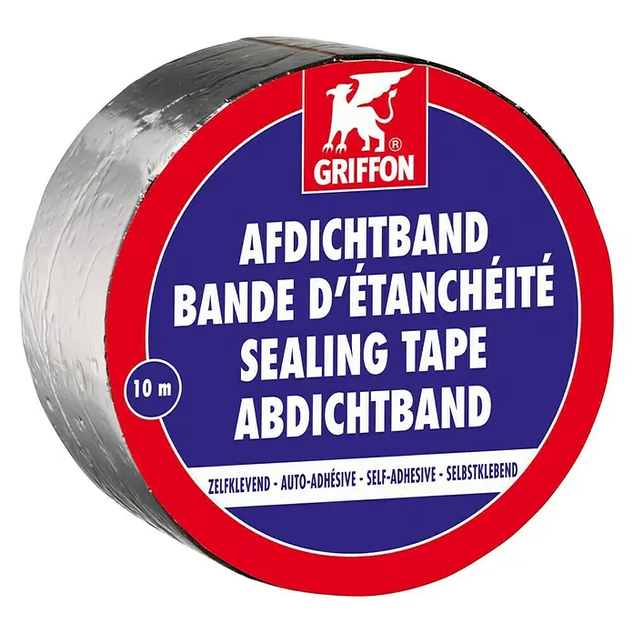 Griffon Afdichtband Aluminium Rol 10 m - Kleur: Zilver - Diagonaal zicht