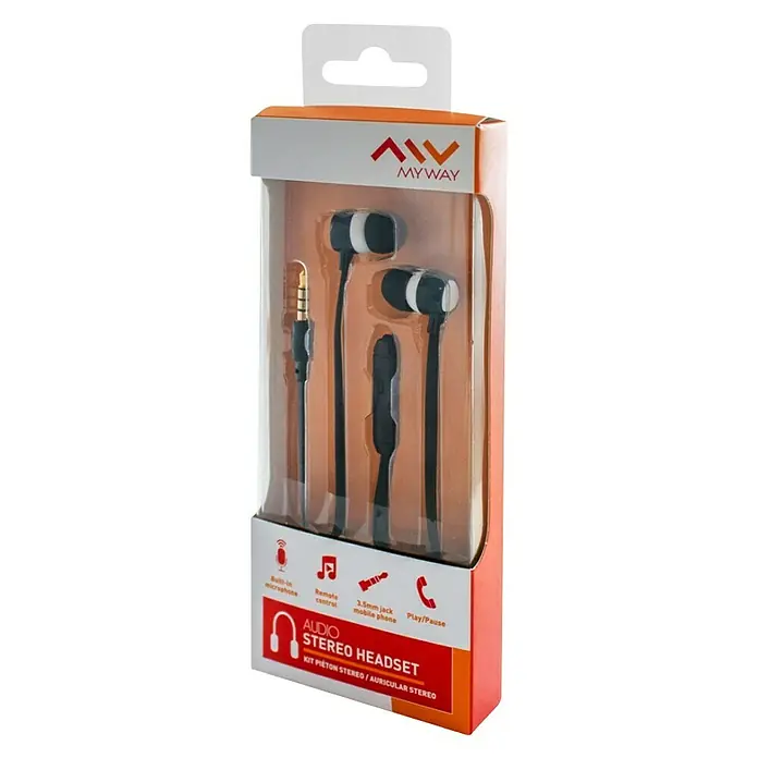Auriculares estéreo - Clavija Jack 3,5 mm, Negro, Blanco - Vista angular