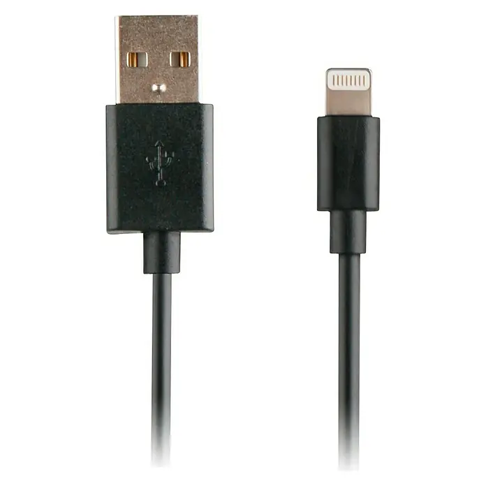 Cable de carga USB Lightning - Negro, Clavija USB A, clavija USB B - Primer plano