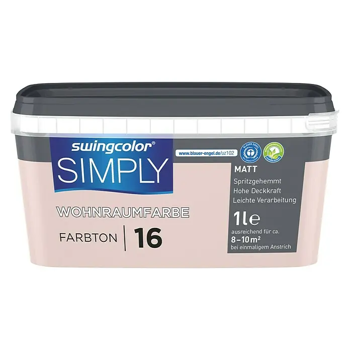 swingcolor Wandfarbe SIMPLY - Rot - Nr. 16, 1 l, Matt - Vorderansicht