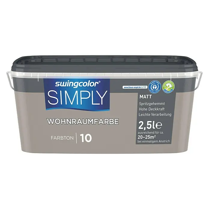 swingcolor Wandfarbe SIMPLY Braun - Braun - Nr. 10, 2,5 l, Matt - Vorderansicht
