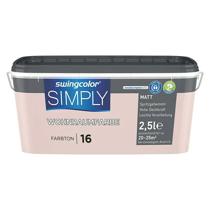 swingcolor Wandfarbe SIMPLY - Rot - Nr. 16, 2,5 l, Matt - Vorderansicht