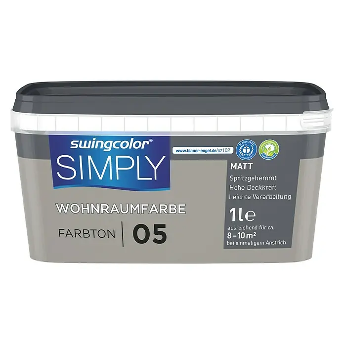 swingcolor Wandfarbe SIMPLY Beige - Beige - Nr. 05, 1 l, Matt - Vorderansicht