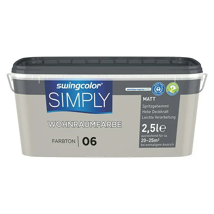swingcolor Wandfarbe SIMPLY Beige - Beige - Nr. 06, 2,5 l, Matt - Vorderansicht