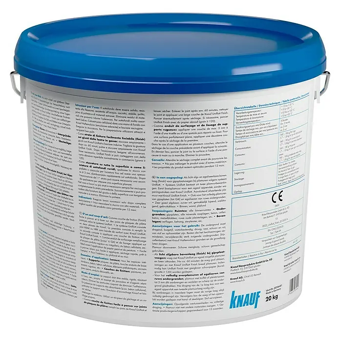 Knauf Fugenspachtel Uniflott Finish - 20 kg, Gebrauchsfertig - Rückansicht
