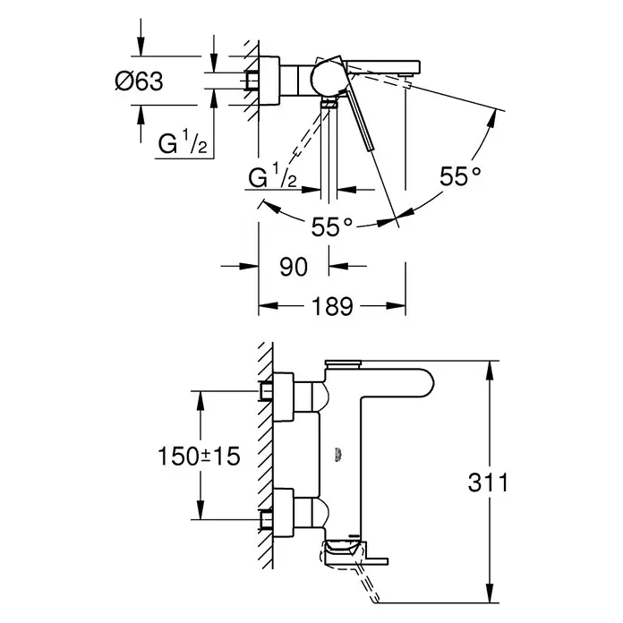 Grohe Badewannenarmatur - Chrom, Glänzend