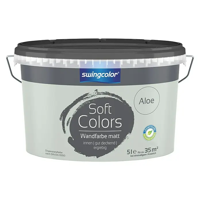 swingcolor Soft Colors Wandfarbe - Aloe, 5 l, Matt - Vorderansicht