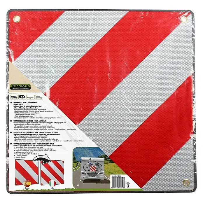 Calima Warntafel - L x B: 50 x 50 cm, Doppelseitig, Geeignet für: Einsatz in Spanien & Italien - Vorderansicht